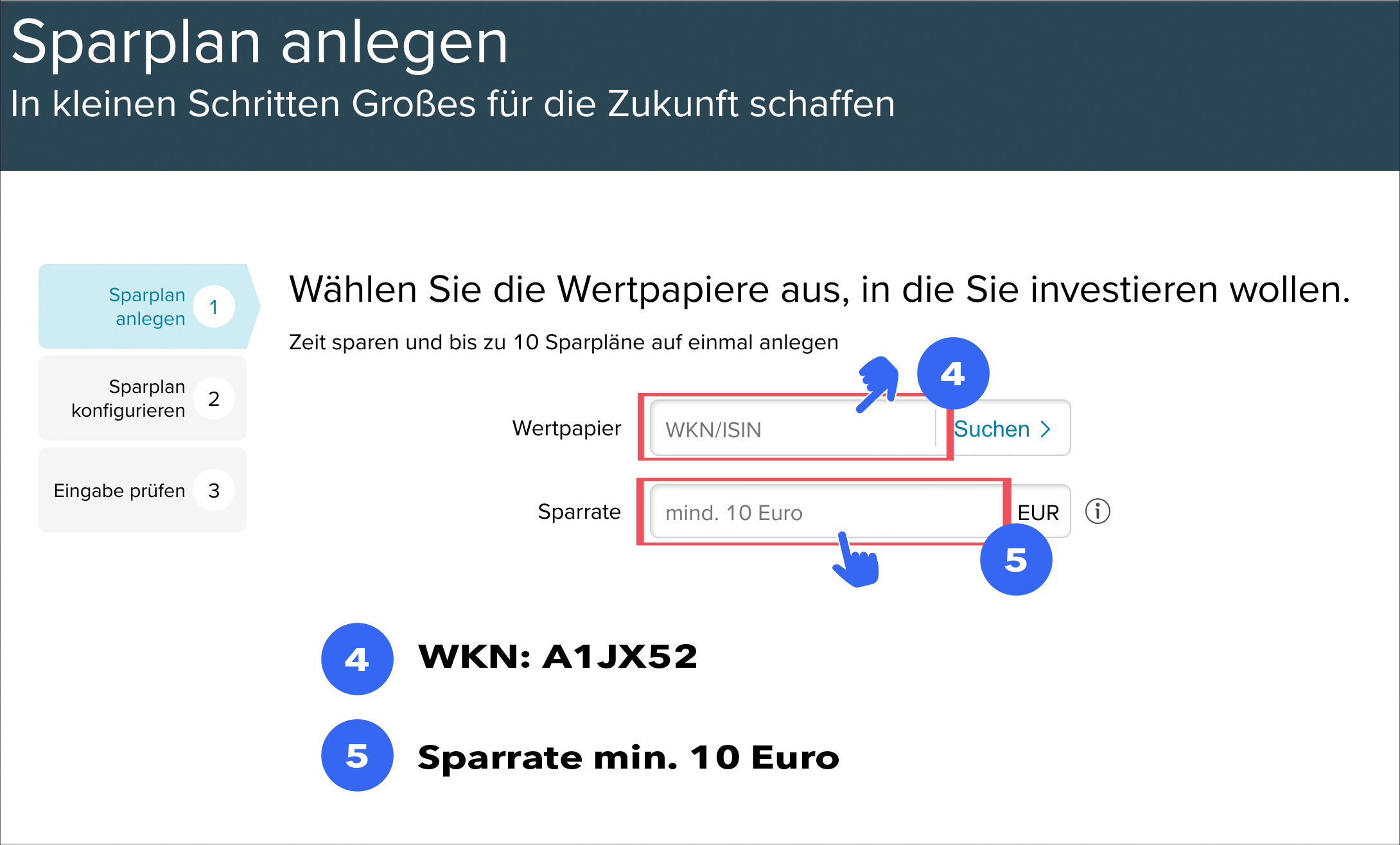 Sparplan einrichten: Schritt 3